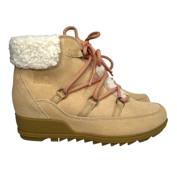 Sorel Evie Cozy Lace Wedge Boot Ceramic Paradox Pink Size 10 NEW - Picture 4 of 15